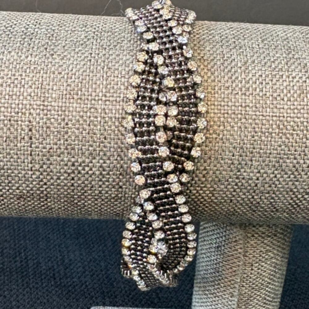 Alfani Gunmetal Gray Rhinestone Twist Mesh Bracelet
